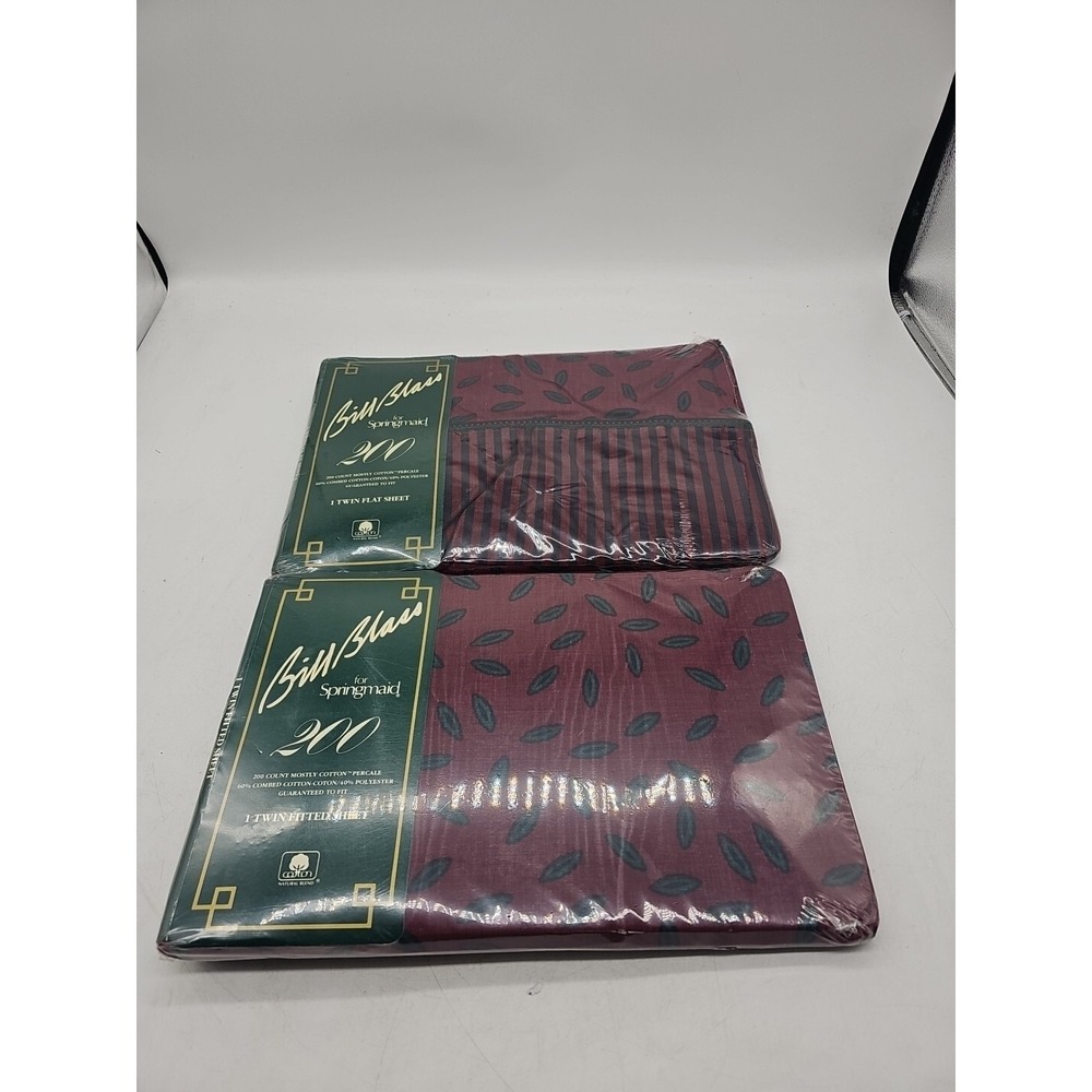 Vintage Springmaid Bill Blass Twin Fitted Sheet & Flat  200 Thread New